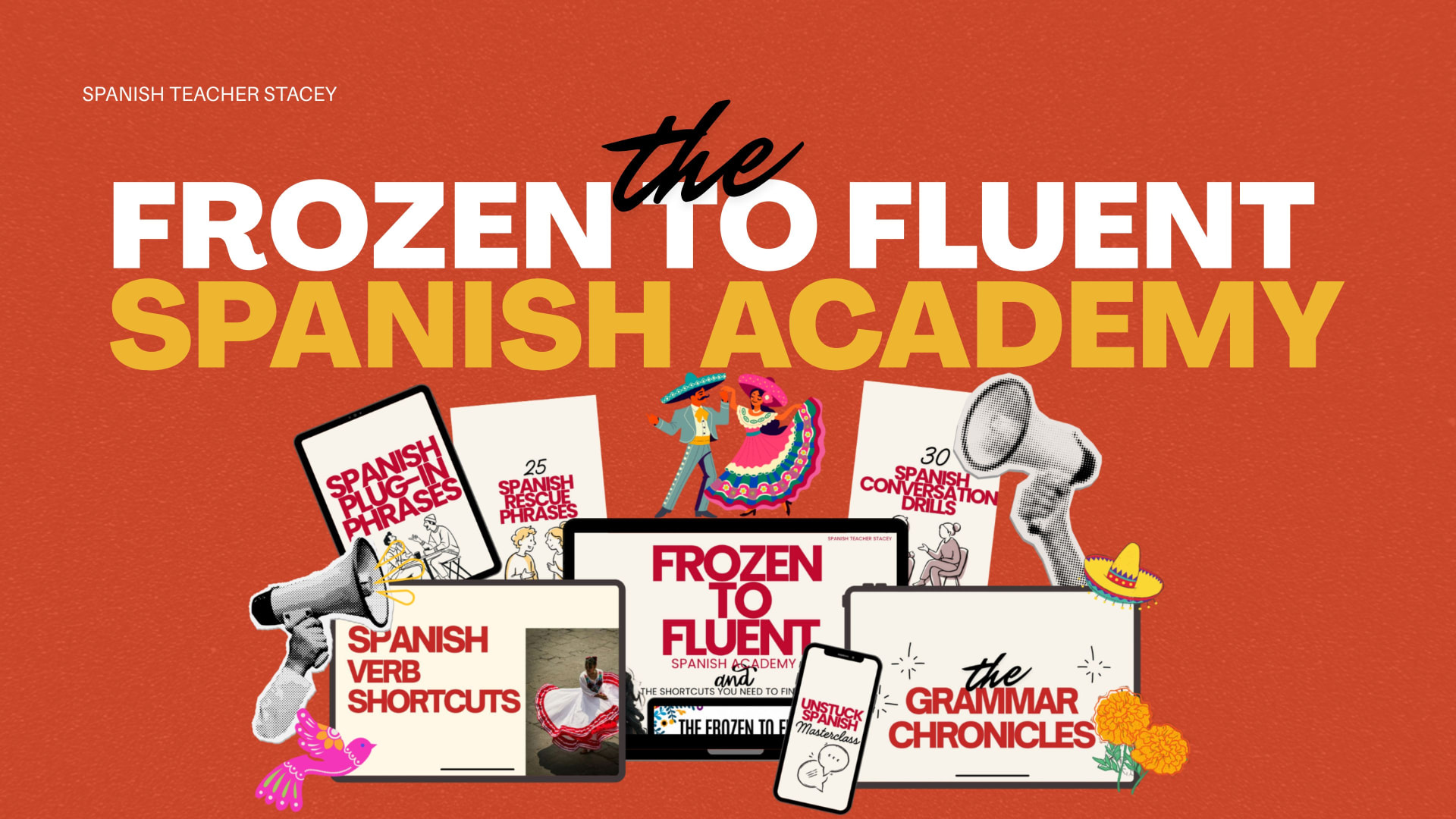 The Frozen to Fluent Spanish Academy — every course, workbook, and phrase guide in one bundle